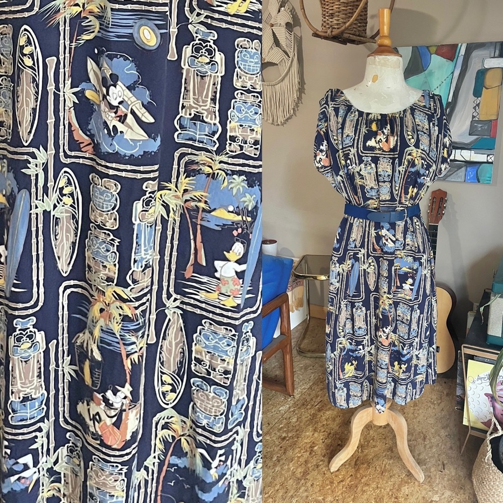 Vintage 90s Disney midi tiki theme dress